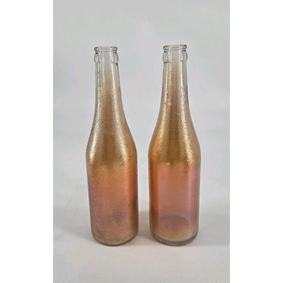 2 Vintage 1930s Marigold Carnival Glass Canada Dry Iridescent Bottles - Picture 2 of 14